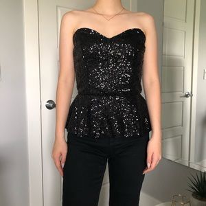 ASOS Peplum Black Sequin Top